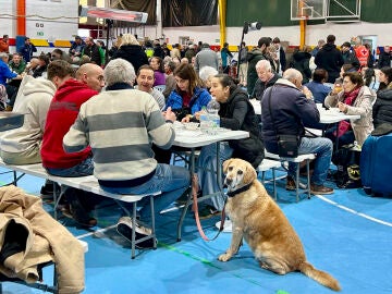 Imagen de las personas acogidas en el polideportivo de Ronda