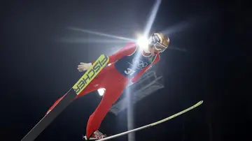 Gregor Deschwanden, en un entrenamiento en Milano Cortina Gregor Deschwanden, en un entrenamiento en Milano Cortina