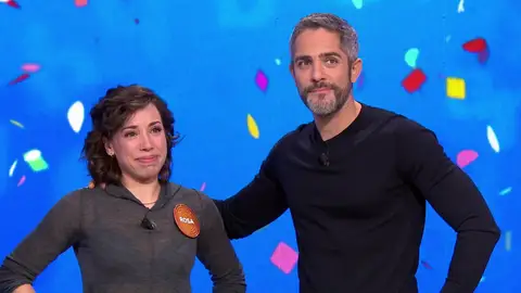 Rosa logra un récord histórico en Pasapalabra: es la campeona que menos segundos ha necesitado para ganar el bote Rosa Rodríguez y Roberto Leal