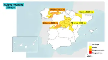 Avisos por nevadas este sábado 7 de febrero de 2026 Avisos por nevadas este sábado 7 de febrero de 2026