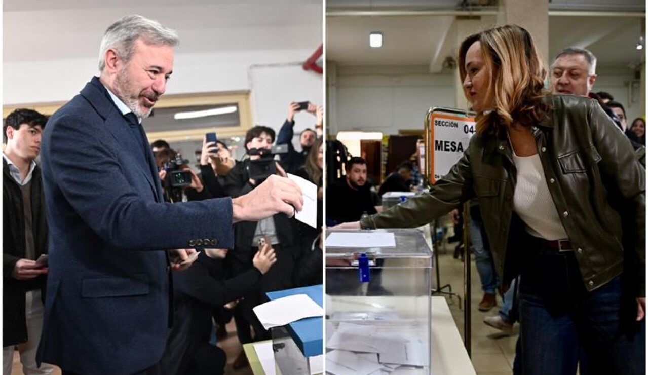 Jorge Azc&oacute;n y Pilar Alegr&iacute;a votando en Arag&oacute;n