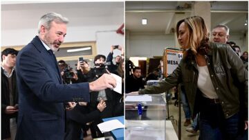 Jorge Azc&oacute;n y Pilar Alegr&iacute;a votando en Arag&oacute;n