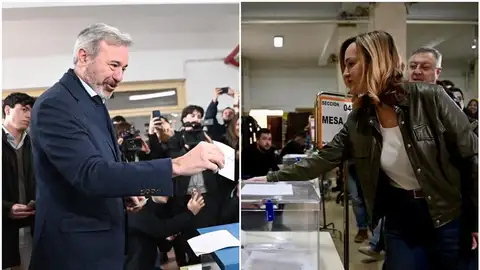 Jorge Azcón y Pilar Alegría votando en Aragón Jorge Azcón y Pilar Alegría votando en Aragón