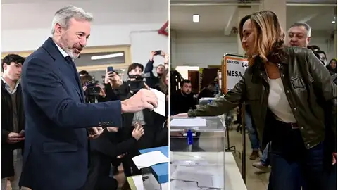 Jorge Azcón y Pilar Alegría votando en Aragón Jorge Azcón y Pilar Alegría votando en Aragón