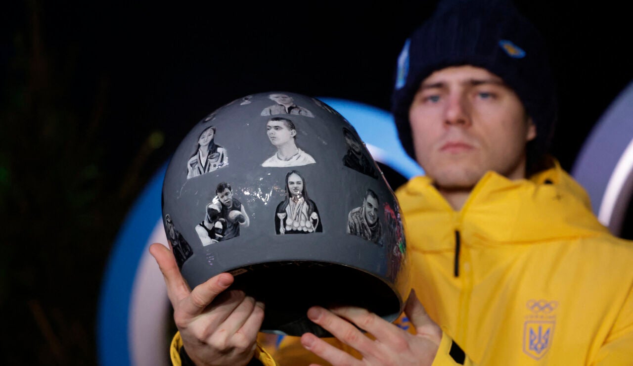 El casco del skeletonista ucraniano Vladyslav Heraskevych 