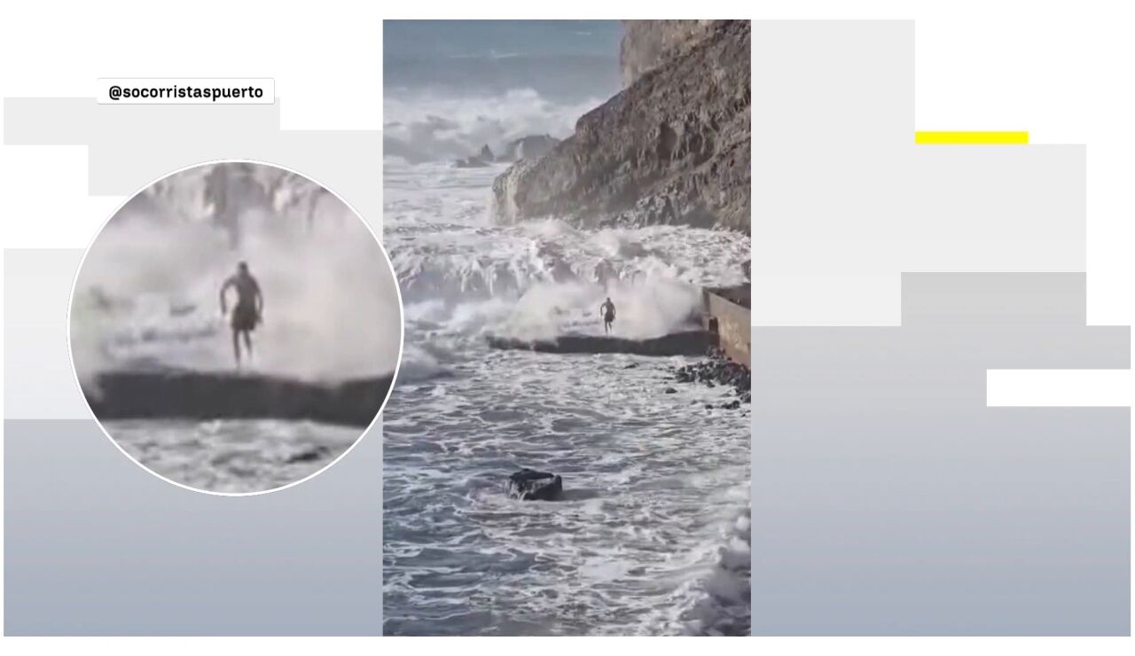El mar arrastra a un hombre en la Gomera