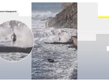 El mar arrastra a un hombre en la Gomera