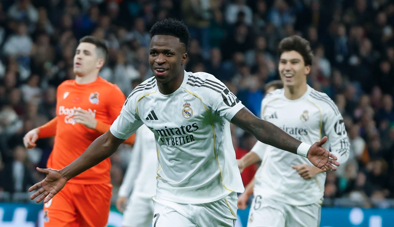 Vinicius celebra su segundo gol ante la Real