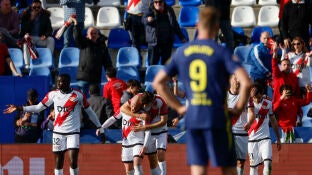 Sorloth, cariacontecido tras un gol de Rayo Vallecano