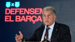 Joan Laporta, en el acto de presentaci&oacute;n de su candidatura a la presidencia del Barcelona