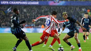 Giuliano Simeone en acción ante el Brujas Giuliano Simeone en acción ante el Brujas