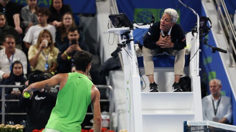 El enfado de Alcaraz con la juez de silla en Doha