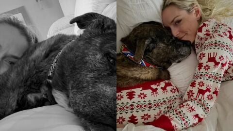 Lindsey Vonn, junto a su perro Leo