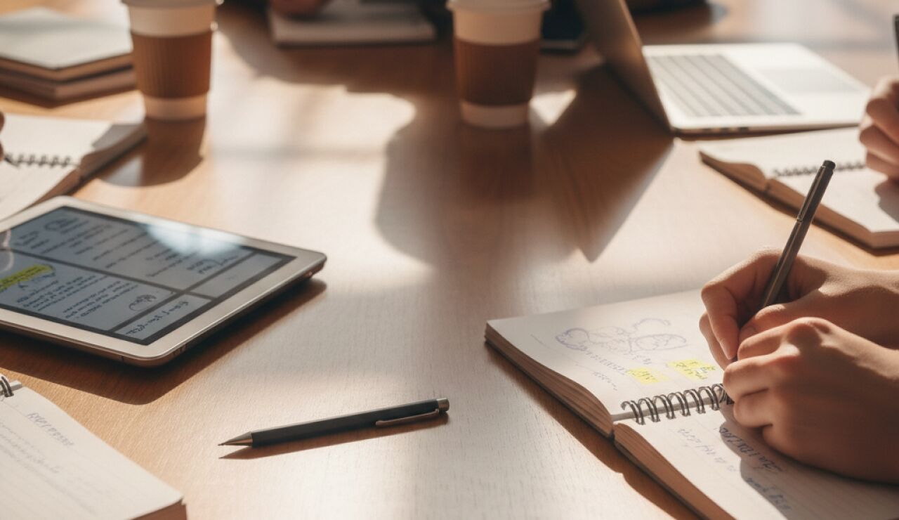 Estudiantes tomando apuntes