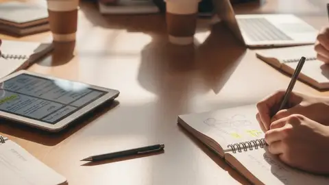 Estudiantes tomando apuntes Estudiantes