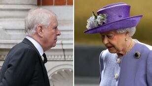 Imagen de archivo del expr&iacute;ncipe Andr&eacute;s y de Isabel II.