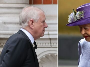 Imagen de archivo del expr&iacute;ncipe Andr&eacute;s y de Isabel II.