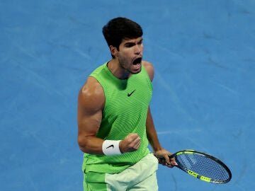 Alcaraz en el partido ante Rublev