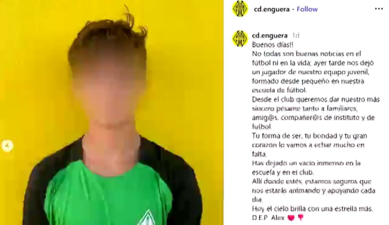 Muere &Aacute;lex Juan Noguera, joven futbolista del CD Enguera: "Dejas un vac&iacute;o inmenso"
