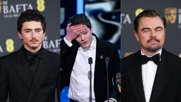 Timoth&eacute;e Chalamet, Robert Aramayo y Leonardo DiCaprio en los BAFTA 2026