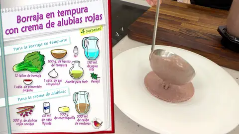 Ingredientes Borraja en tempura con crema de alubias rojas Ingredientes Borraja en tempura con crema de alubias rojas