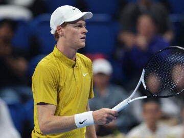 Jannik Sinner, en el partido ante Mensik en Doha