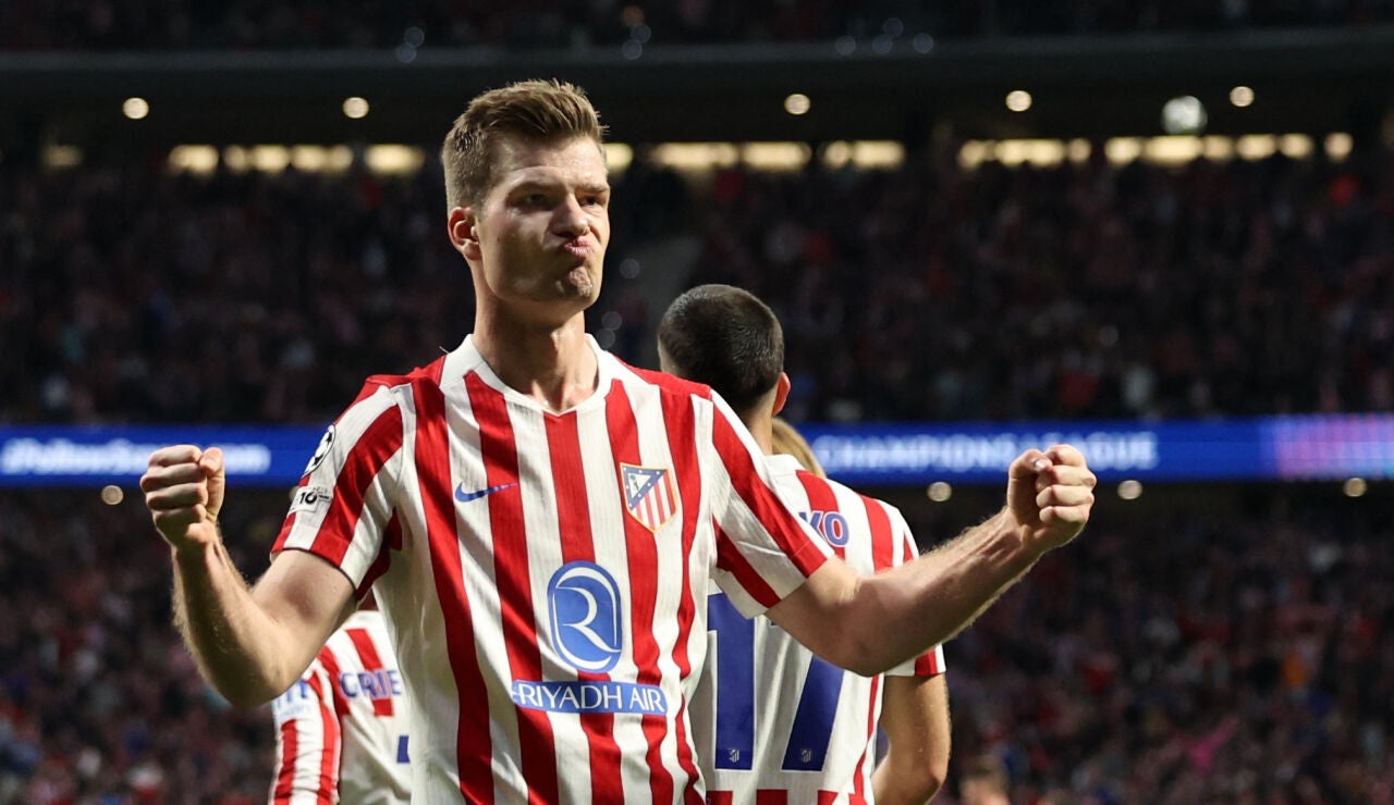 Alexander Sorloth celebra su segundo gol ante el Brujas