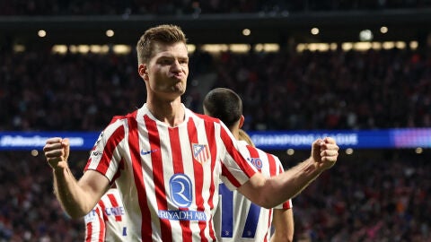 Alexander Sorloth celebra su segundo gol ante el Brujas