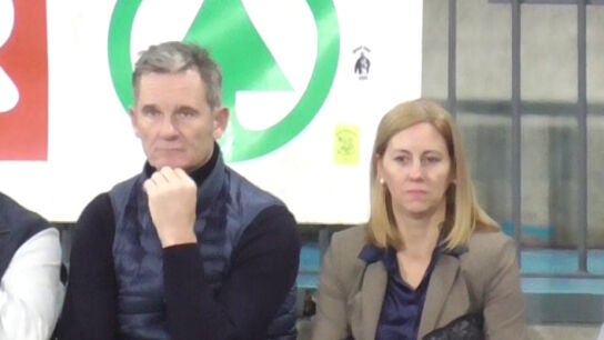 I&ntilde;aki Urdangarin y Ainhoa Armentia en un partido de balonmano