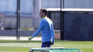 Frenkie de Jong, en un entrenamiento del Barcelona