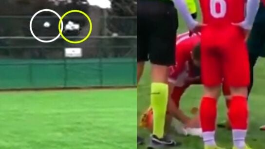 Momento del balonazo a una gaviota en Turqu&iacute;a 