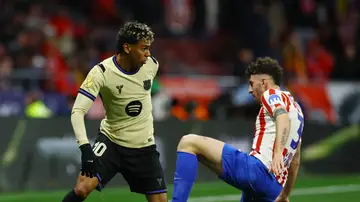 Lamine Yamal y Matteo Ruggeri, en el partido de ida en el Metropolitano Lamine Yamal y Matteo Ruggeri, en el partido de ida en el Metropolitano