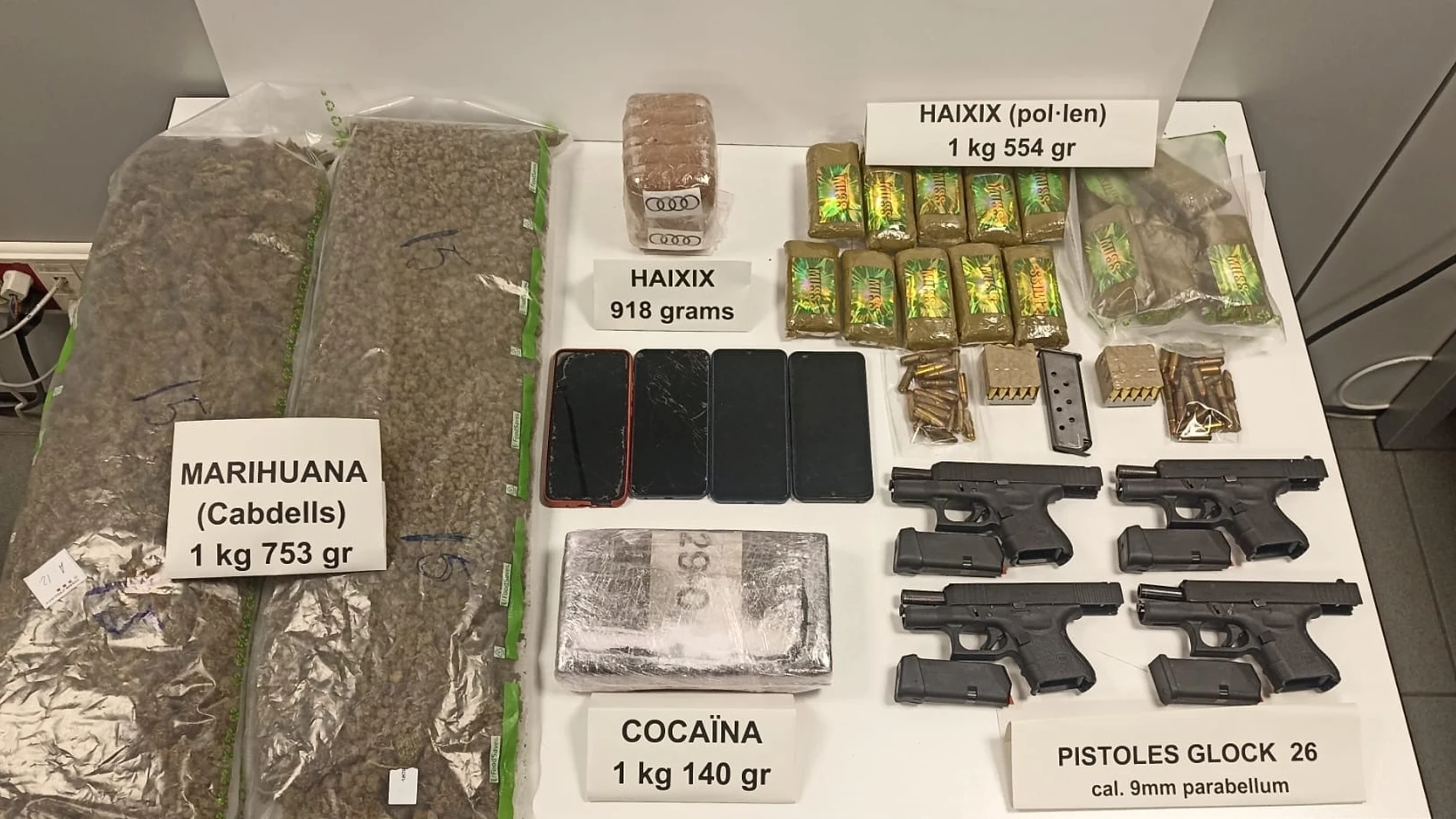 Material incautado en la operación por los Mossos d'Esquadra. Material incautado en la operación por los Mossos d'Esquadra.