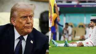 Donald Trump y Mehdi Taremi, estrella de la selección iraní de fútbol Donald Trump y Mehdi Taremi, estrella de la selección iraní de fútbol
