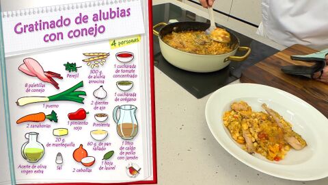 Ingredientes Gratinado de alubias con conejo