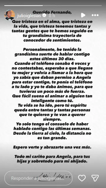 Julio Iglesias despidiendo a Fernando Ónega Julio Iglesias despidiendo a Fernando Ónega