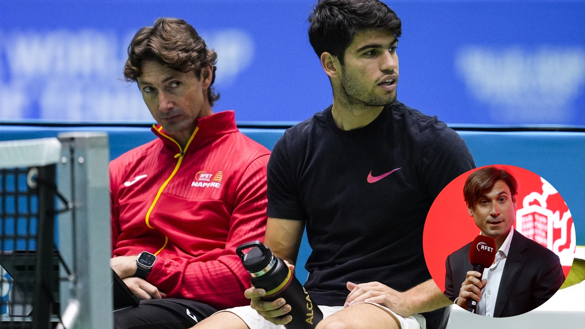 David Ferrer y Carlos Alcaraz, en una imagen de archivo David Ferrer y Carlos Alcaraz, en una imagen de archivo