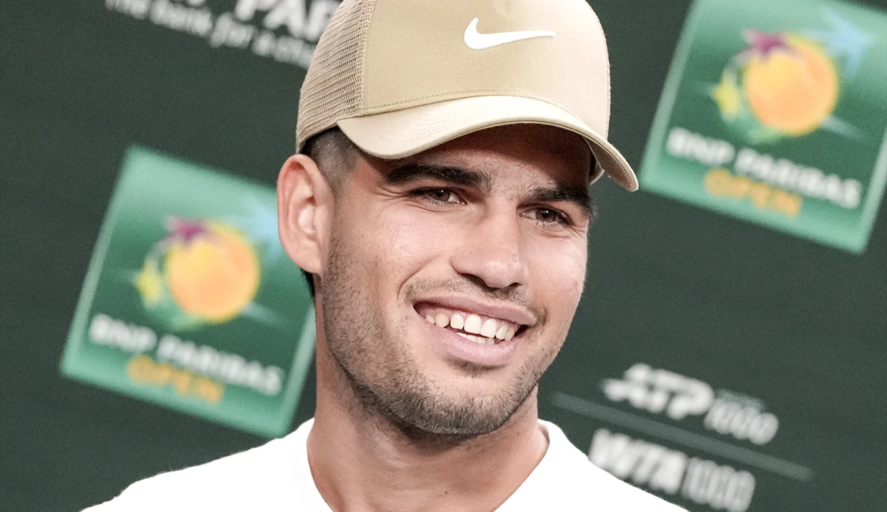 Carlos Alcaraz en rueda de prensa en Indian Wells