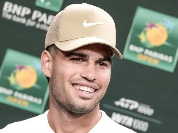 Carlos Alcaraz en rueda de prensa en Indian Wells