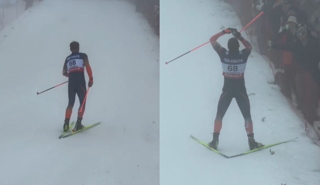 Gabriel Gledhil, en plena competici&oacute;n en Holmenkollen, Oslo