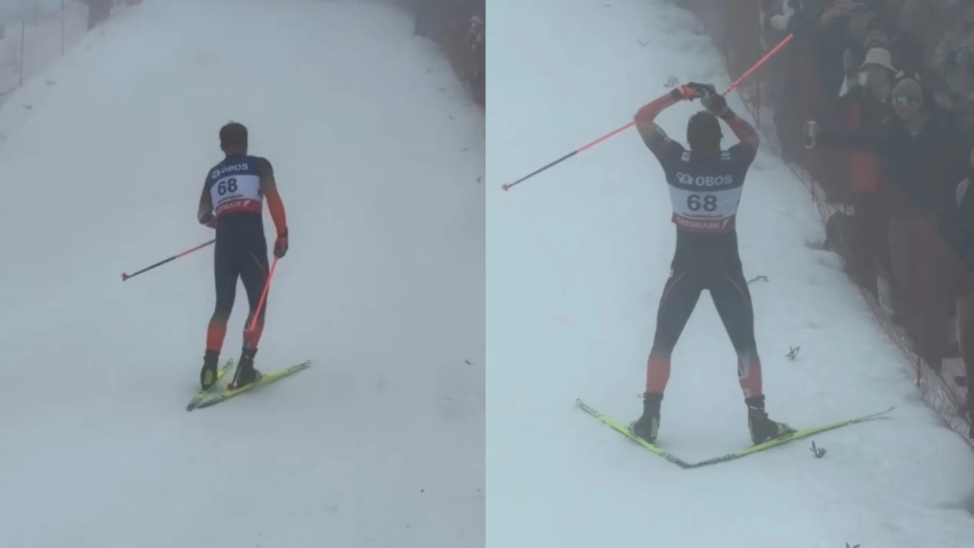 Gabriel Gledhil, en plena competición en Holmenkollen, Oslo Gabriel Gledhil, en plena competición en Holmenkollen, Oslo