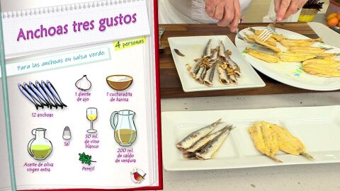 Ingredientes para las anchoas en salsa verde