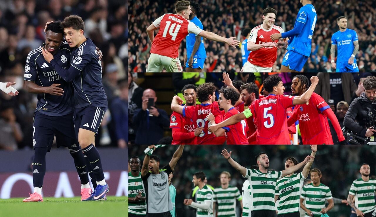 Real Madrid, PSG, Arsenal y Sporting de Portugal celebran el pase a cuartos