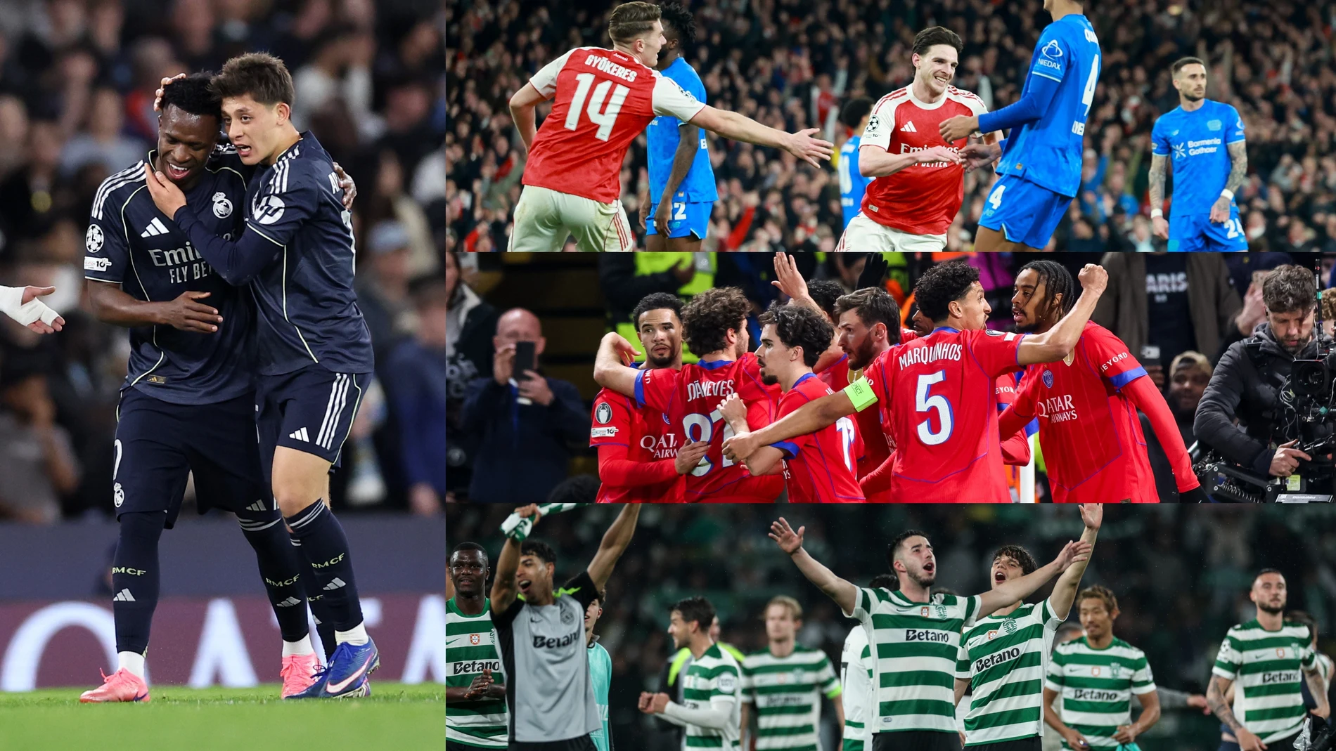 Real Madrid, PSG, Arsenal y Sporting de Portugal celebran el pase a cuartos Real Madrid, PSG, Arsenal y Sporting de Portugal celebran el pase a cuartos