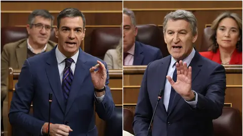 Rifirrafe entre Pedro Sánchez y Alberto Núñez Feijóo en el Congreso de los Diputados Rifirrafe entre Pedro Sánchez y Alberto Núñez Feijóo en el Congreso de los Diputados