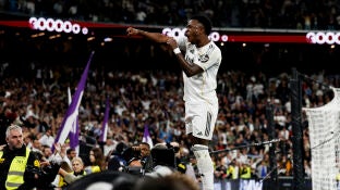 Vinicius celebra su doblete y el 3-2 al Atl&eacute;tico de Madrid