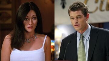 Shannen Doherty como Prue Halliwell y Eric Dane como Jason Dean en Embrujadas