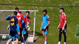 Joan Garc&iacute;a, en el entrenamiento del lunes en Las Rozas
