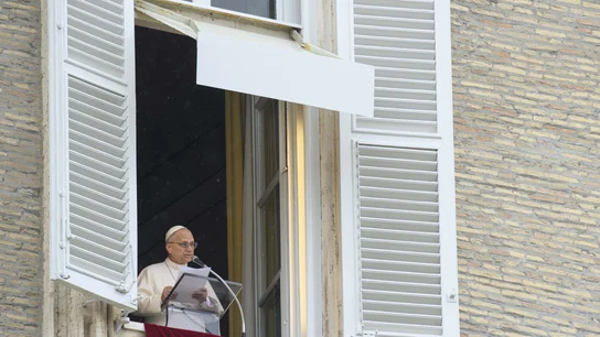 El Papa León XIV: "Los aviones deberían ser siempre portadores de paz, nunca de guerra" Vatican, VATICAN: NO LIBRI** Italy, Rome, Vatican, 2026/3/22.Pope Leo XIV waves to the crowd from the window of the apostolic palace overlooking St. Peter's square during the Angelus prayer in the Vatican Photograph by VATICAN MEDIA / Catholic Press Photo Europa Press/Contacto/VATICAN MEDIA 22/03/2026 ONLY FOR USE IN SPAIN