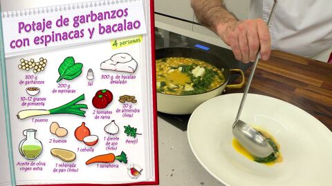 Ingredientes Potaje de garbanzos con espinacas y bacalao